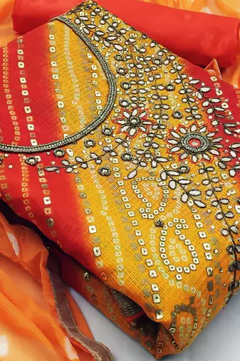 multicolor cotton hand embroidery dress material