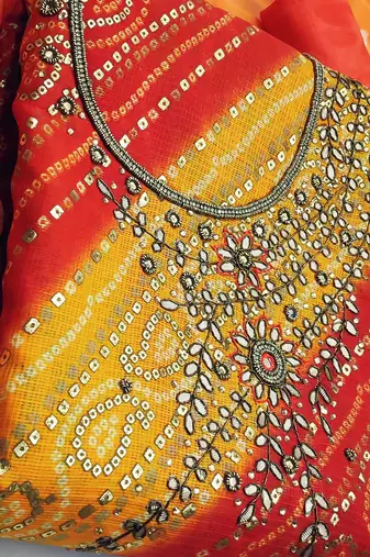 multicolor cotton hand embroidery dress material