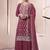 Burgundy sequin and thread embroidery palazzo suit