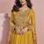 Mustard  chinon silk anarkali long gown with printed dupatta