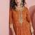 Orange  chinon silk anarkali long gown with printed dupatta