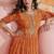 Orange  chinon silk anarkali long gown with printed dupatta