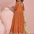Orange  chinon silk anarkali long gown with printed dupatta