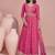 Pink  chinon silk anarkali long gown with printed dupatta