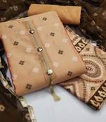 light peach jacquard woven dress material