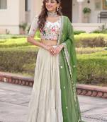 Fantastic Off-White Embroidered Silk Festival Wear Lehenga Choli