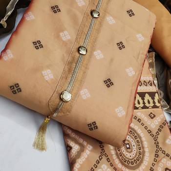 light peach jacquard woven dress material 4