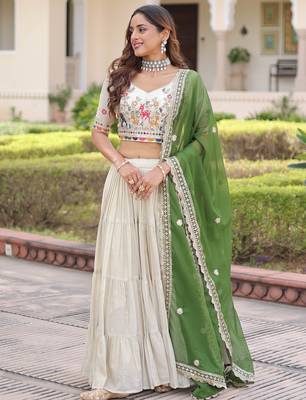 Fantastic Off-White Embroidered Silk Festival Wear Lehenga Choli 3