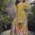 mustard chinon silk palazzo suit