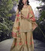 light olive chinon silk palazzo suit