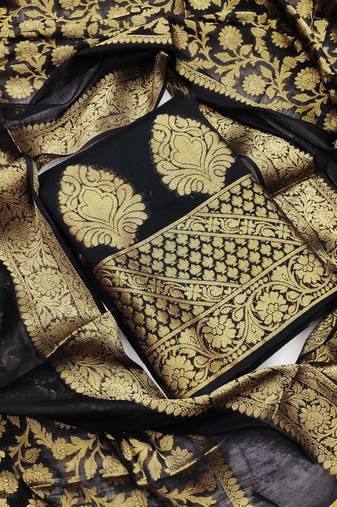 black jacquard woven dress material