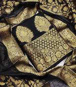 black jacquard woven dress material