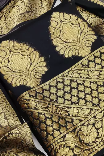 black jacquard woven dress material