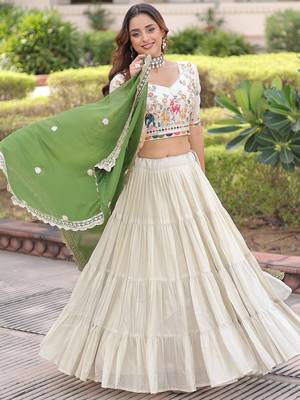 Fantastic Off-White Embroidered Silk Festival Wear Lehenga Choli 6