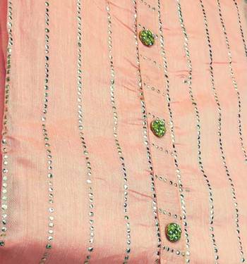 light pink chanderi hand embroidery dress material 4