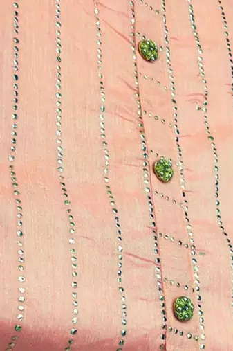 light pink chanderi hand embroidery dress material