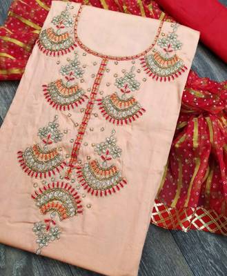 baby pink cotton hand embroidery dress material 3