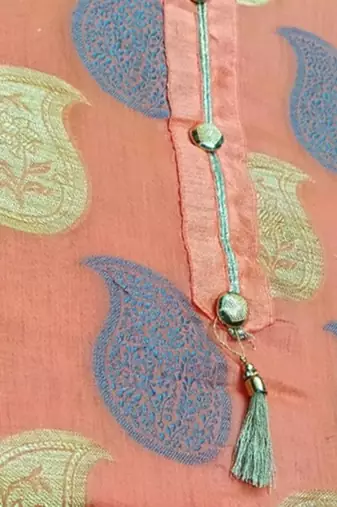 peach jacquard woven dress material