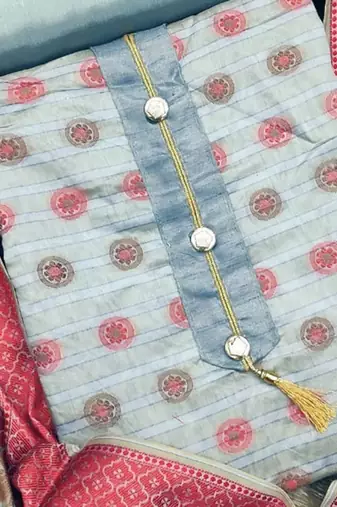 light blue jacquard woven dress material