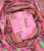 pink jacquard woven dress material