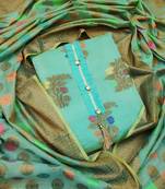 sea green jacquard woven dress material