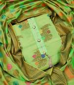 green jacquard woven dress material