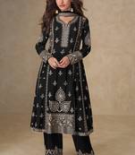 black Chinon embroidered salwar suit 