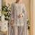 Light grey faux georgette beads sequins straight pant suit