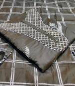grey chanderi hand embroidery dress material