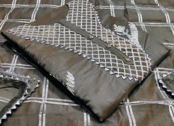 grey chanderi hand embroidery dress material 2
