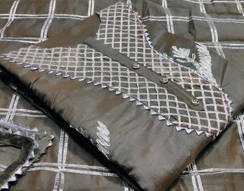 grey chanderi hand embroidery dress material 3