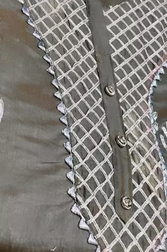 grey chanderi hand embroidery dress material