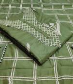 green chanderi hand embroidery dress material
