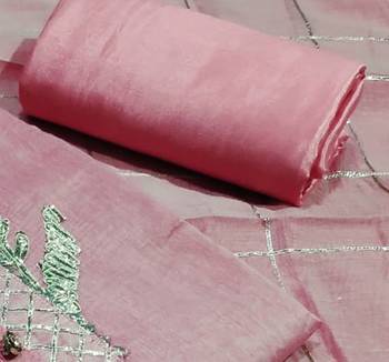 pink chanderi hand embroidery dress material 4
