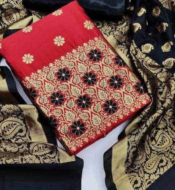 red jacquard woven dress material 2