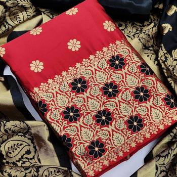 red jacquard woven dress material 3