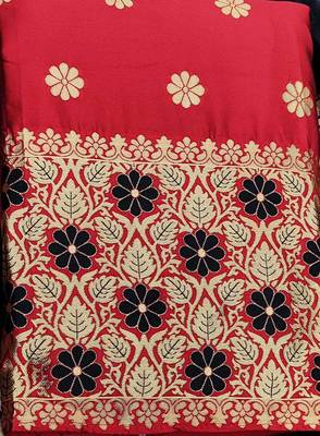 red jacquard woven dress material 4