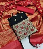 black jacquard woven dress material