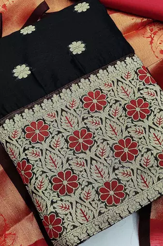 black jacquard woven dress material