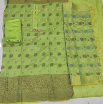 green jacquard woven dress material 2