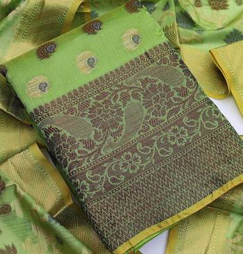 green jacquard woven dress material 3