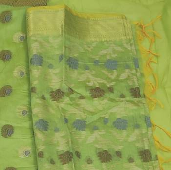 green jacquard woven dress material 4
