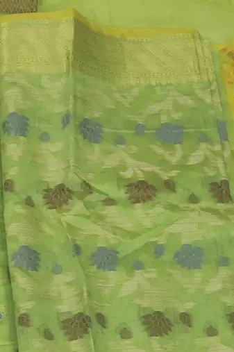green jacquard woven dress material
