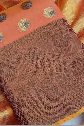 peach jacquard woven dress material