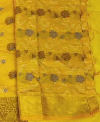 yellow jacquard woven dress material 4