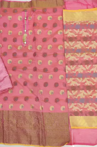 pink jacquard woven dress material