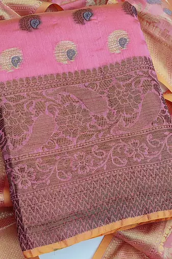 pink jacquard woven dress material