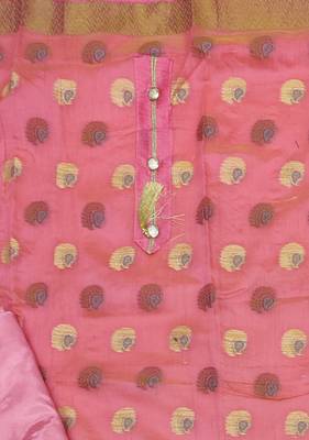 pink jacquard woven dress material 4