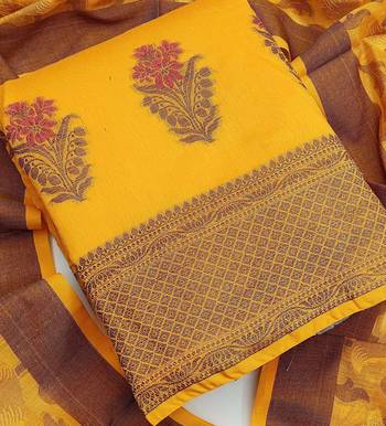 yellow jacquard woven dress material 3