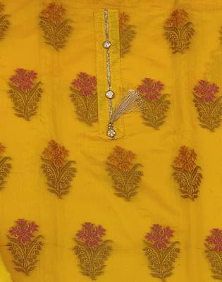yellow jacquard woven dress material 4